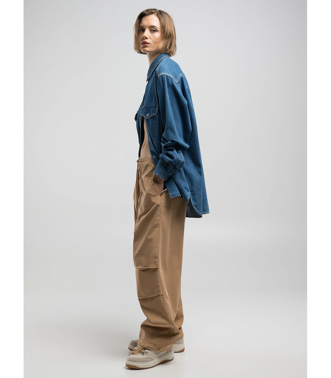 コットンツイル カーゴジョガーパンツ 詳細画像 ベージュ 4